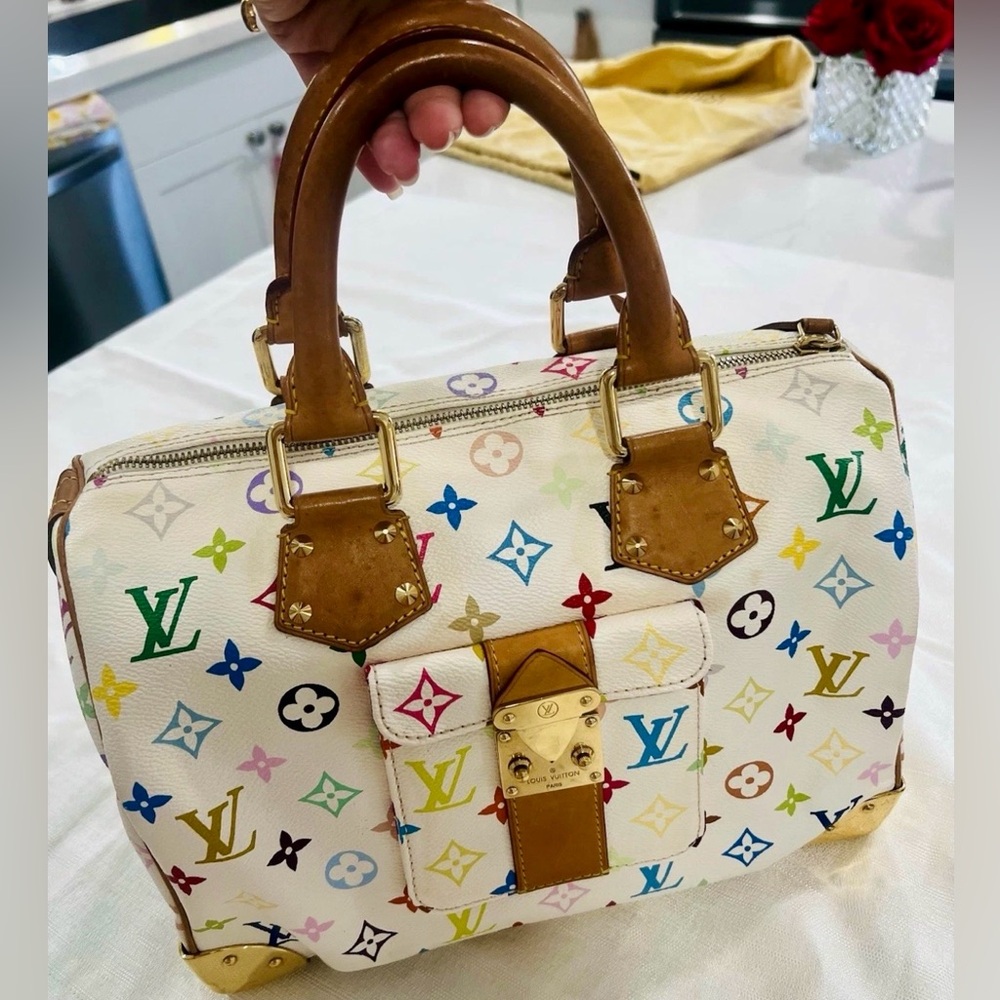 Louis Vuitton Murakami Multicolor Speedy 30 White Monogram Bag Vintage Rare - Picture 2 of 16